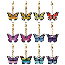 Load image into Gallery viewer, 12pcs Diamond Art Key Rings Hanging Ornaments 5D DIY Butterfly Bag Pandant Gifts
