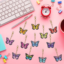 Load image into Gallery viewer, 12pcs Diamond Art Key Rings Hanging Ornaments 5D DIY Butterfly Bag Pandant Gifts
