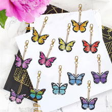 Load image into Gallery viewer, 12pcs Diamond Art Key Rings Hanging Ornaments 5D DIY Butterfly Bag Pandant Gifts
