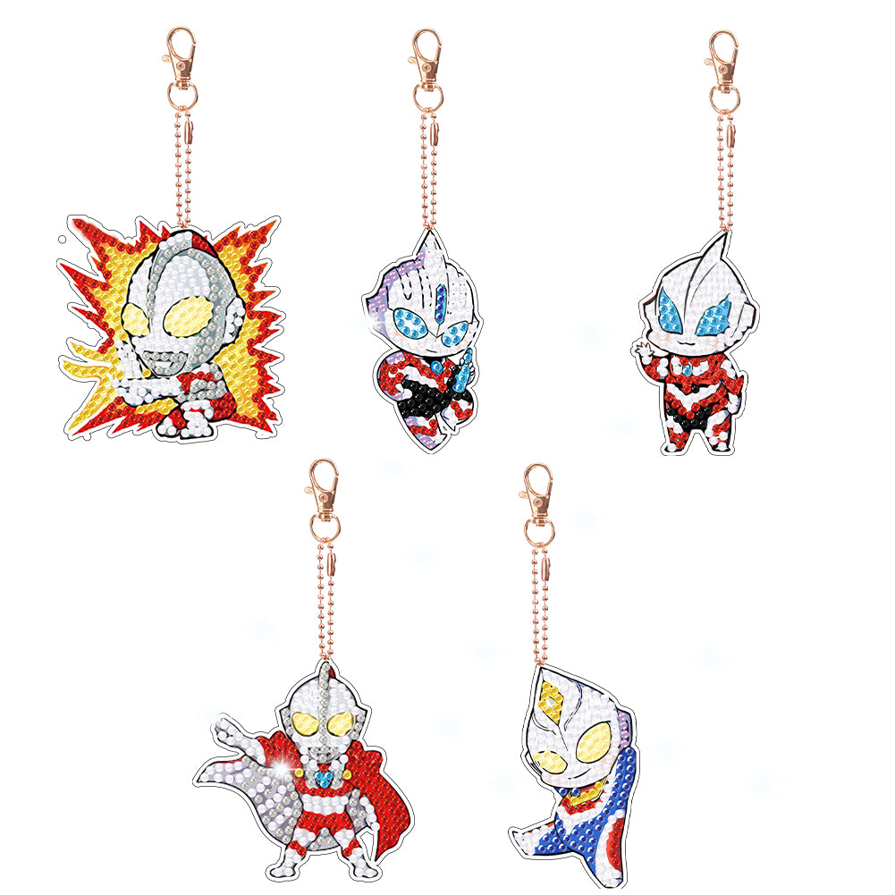 DIY Diamond Art Keychains Handmade Gem Keychains Lady Bag Pendant (Ultraman)