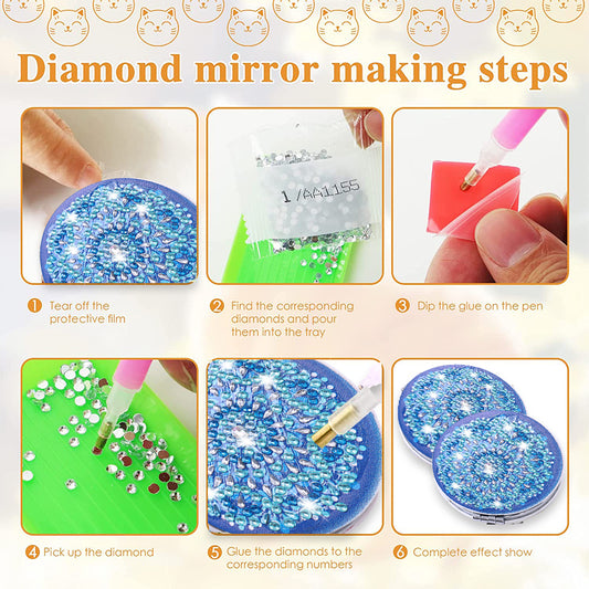 DIY Crystal Diamond Mirror Portable Datura Art Craft Set for Girl (025)