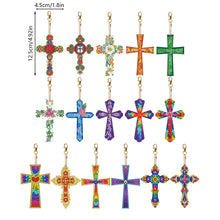 Load image into Gallery viewer, 16pcs Diamond Art Key Rings Art Craft 5D Hanging Ornaments DIY Cross Bag Pandant
