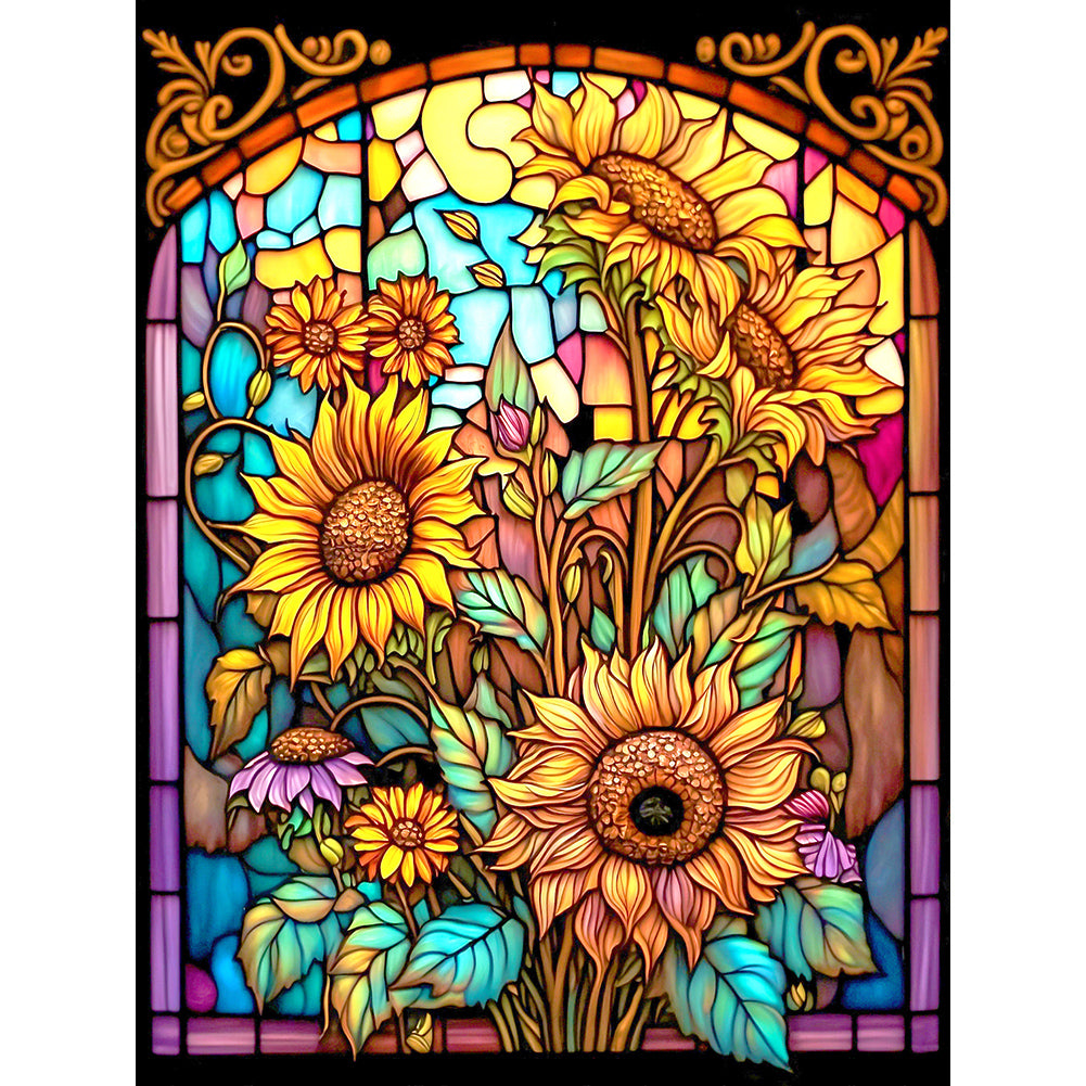 Diamond Painting - Full Round - sunflower glass painting (30*40CM)