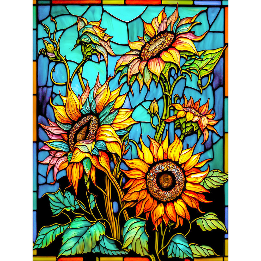 Diamond Painting - Full Round - sunflower glass painting (30*40CM)