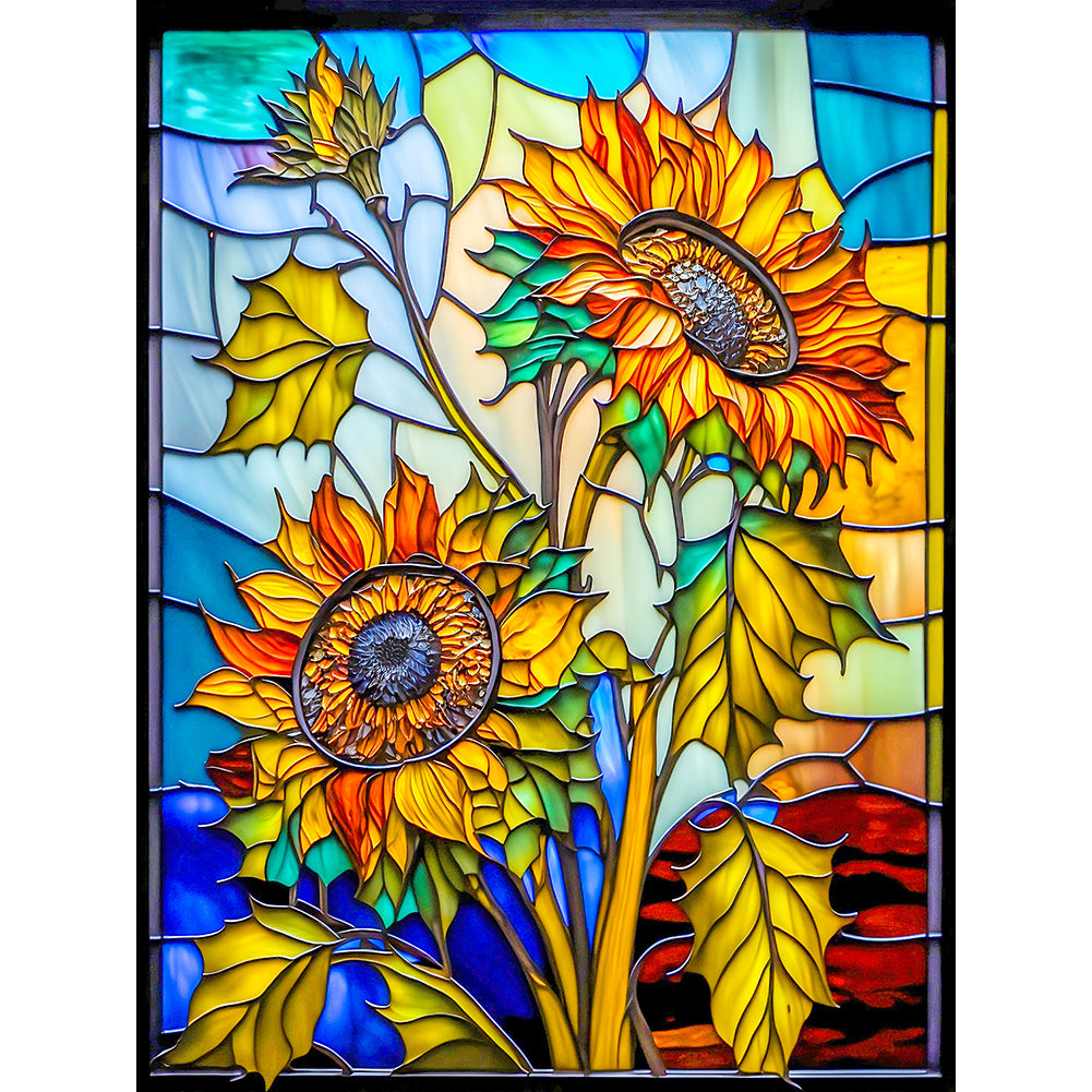 Diamond Painting - Full Round - sunflower glass painting (30*40CM)