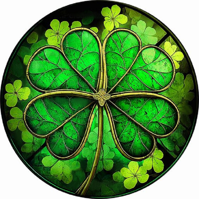 Diamond Painting - Full Round - round plate glass four-leaf clover (30*30CM)