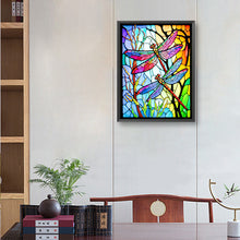 Load image into Gallery viewer, Diamond Painting - Full Round - dragonfly glass painting (30*40CM)
