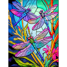 Load image into Gallery viewer, Diamond Painting - Full Round - dragonfly glass painting (30*40CM)
