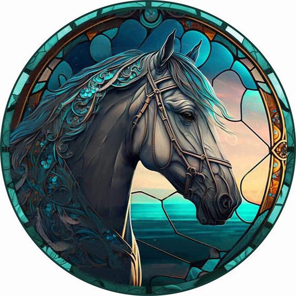 Diamond Painting - Full Round - round glass art horse (35*35CM)