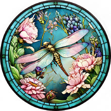 Load image into Gallery viewer, Diamond Painting - Full Round - Round Glass Art Dragonfly (35*35CM)
