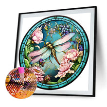 Load image into Gallery viewer, Diamond Painting - Full Round - Round Glass Art Dragonfly (35*35CM)
