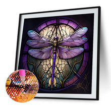 Load image into Gallery viewer, Diamond Painting - Full Round - Round Glass Art Dragonfly (35*35CM)

