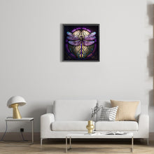 Load image into Gallery viewer, Diamond Painting - Full Round - Round Glass Art Dragonfly (35*35CM)
