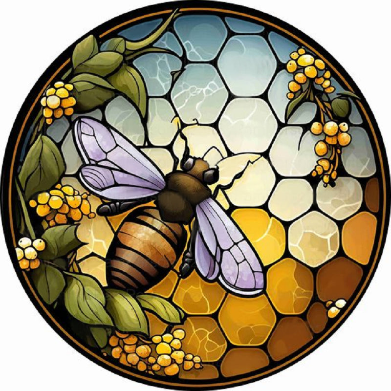 Diamond Painting - Full Round - round glass art bee (30*30CM)