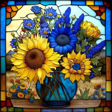 Load image into Gallery viewer, Diamond Painting - Full Round - Stained Glass Sunflowers (35*35CM)
