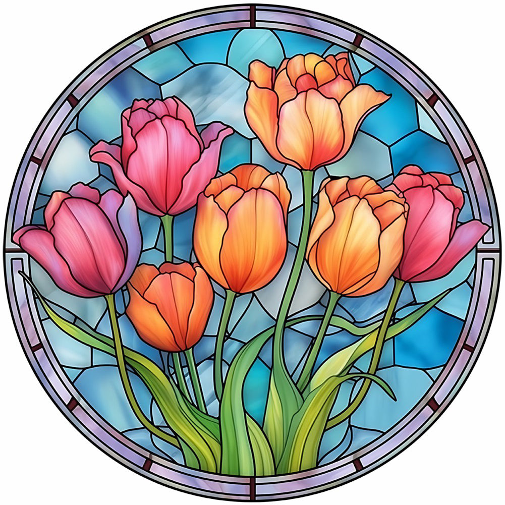 Diamond Painting - Full Round - flower glass painting (30*30CM)