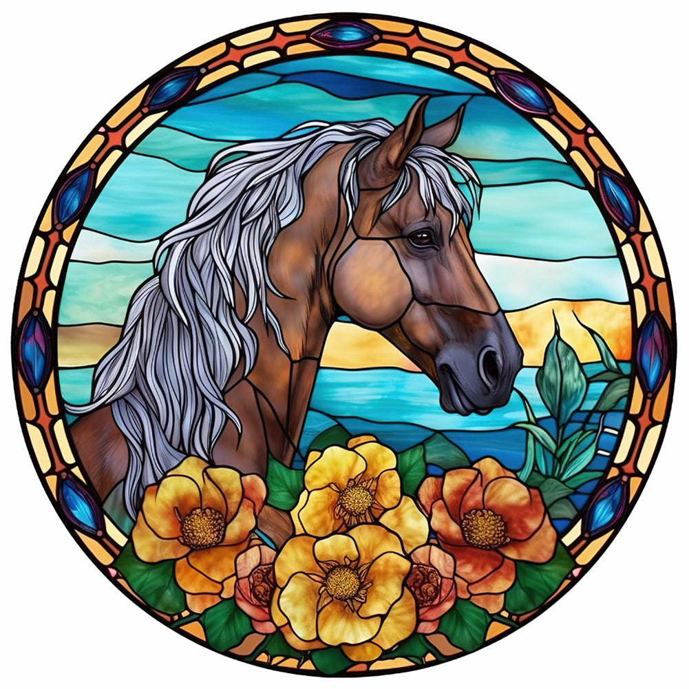 Diamond Painting - Full Round - horse glass painting (30*30CM)