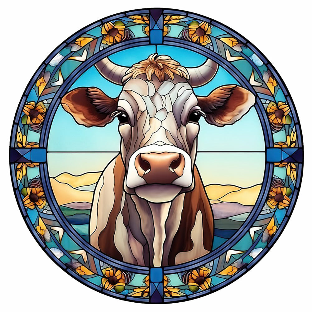 Diamond Painting - Full Round - animal cow glass painting (30*30CM)