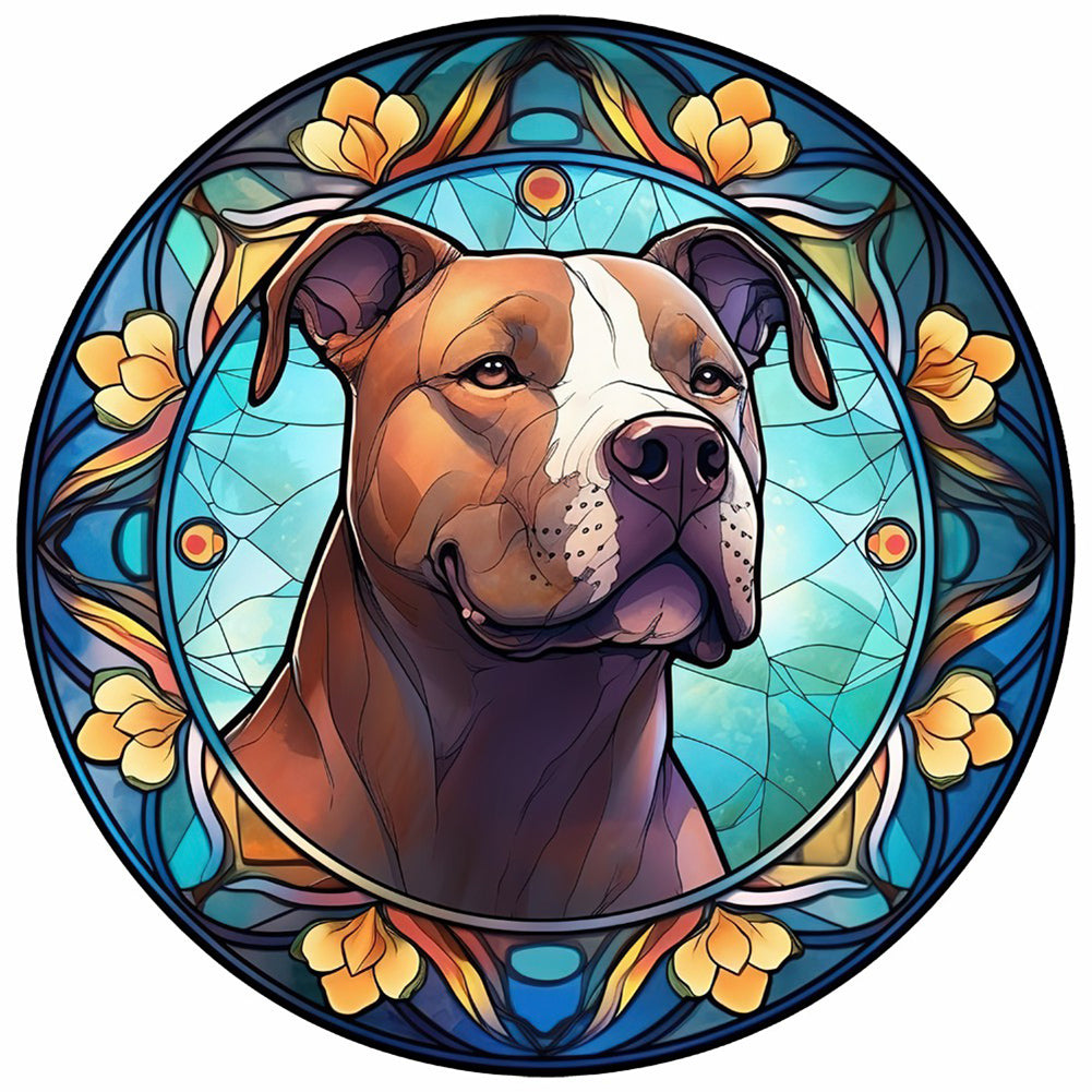 Diamond Painting - Full Round - Animal Pitbull Glass Painting (30*30CM)