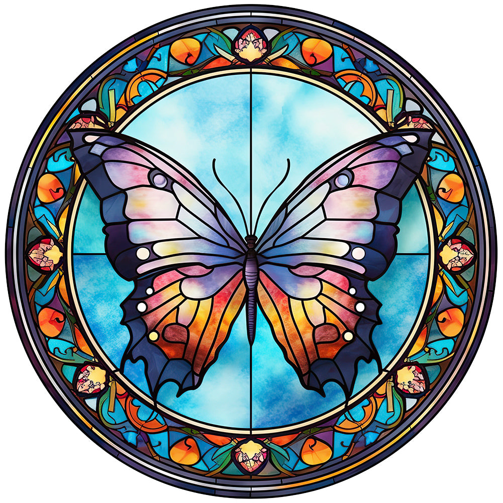 Diamond Painting - Full Round - butterfly glass painting (30*30CM)