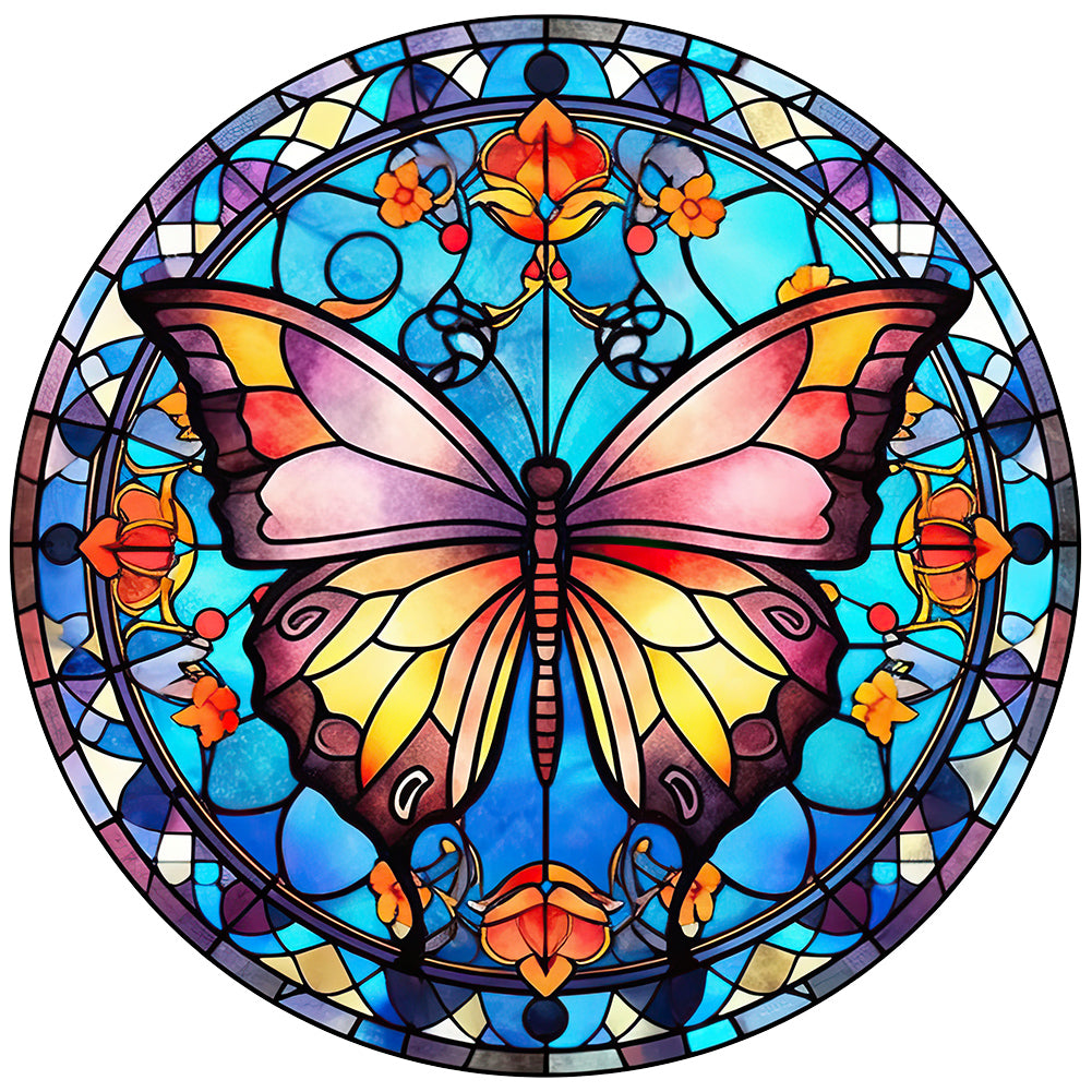 Diamond Painting - Full Round - butterfly glass painting (30*30CM)