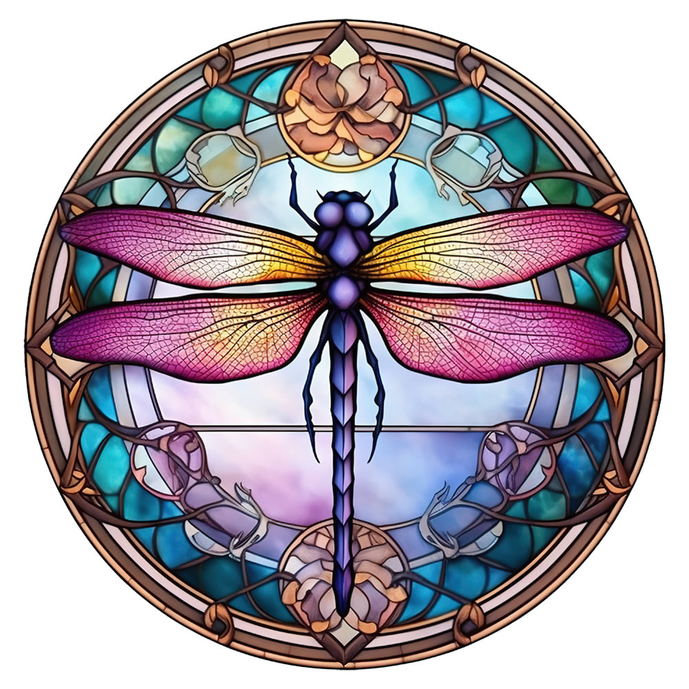 Diamond Painting - Full Round - animal dragonfly glass painting (30*30CM)