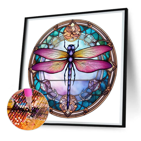 Diamond Painting - Full Round - animal dragonfly glass painting (30*30CM)