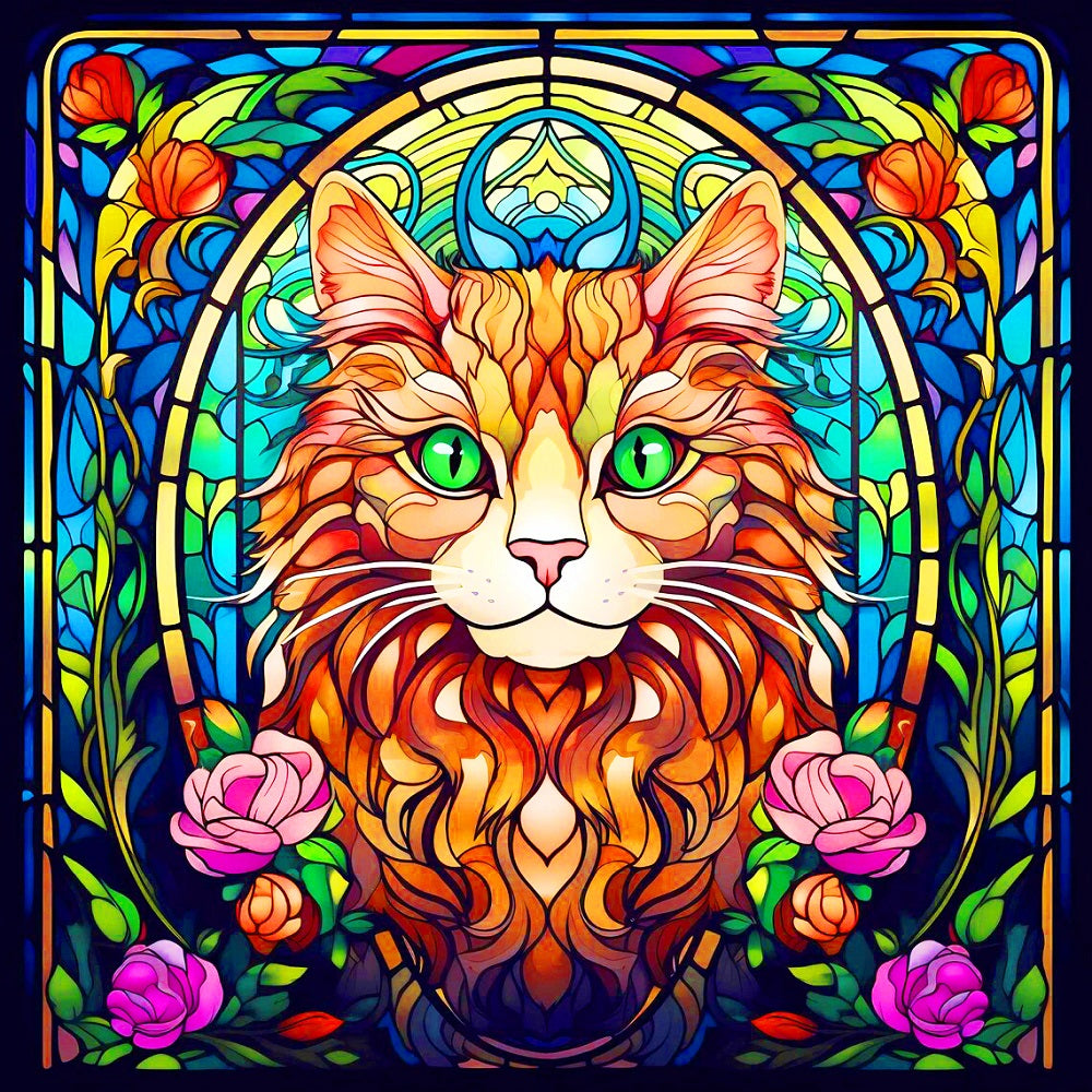 Diamond Painting - Full Round - happy cat in glass (30*30CM)