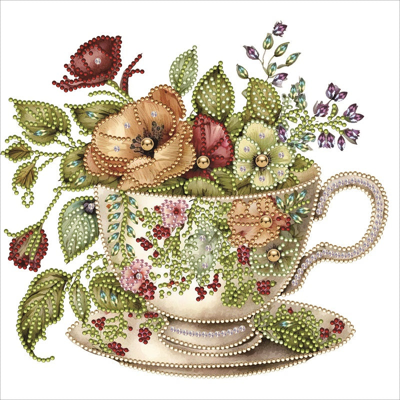Diamond Painting - Partial Special Shaped - flowers in teacup (30*30CM)