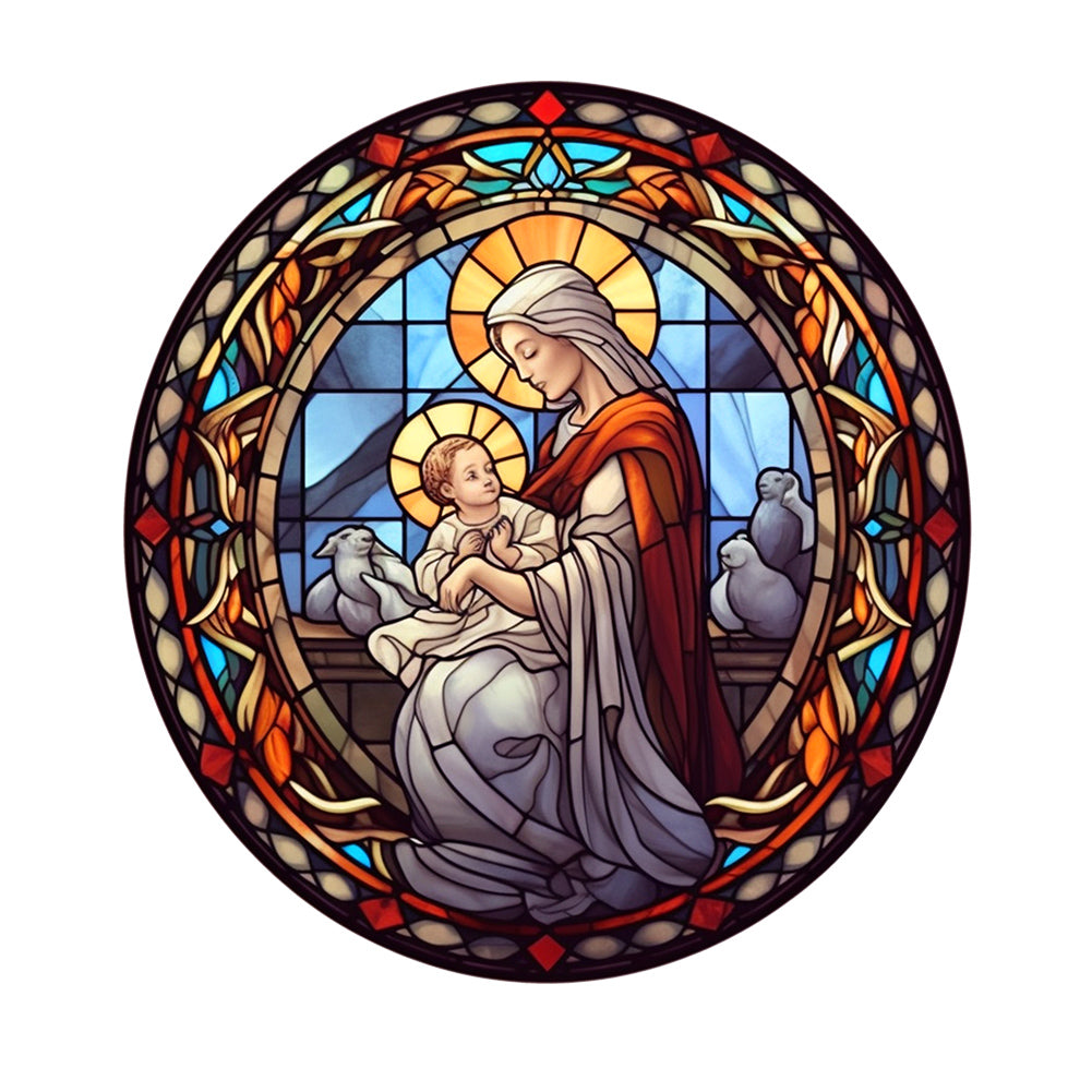 Diamond Painting - Full Round - Jesus and the Virgin glass painting (30*30CM)