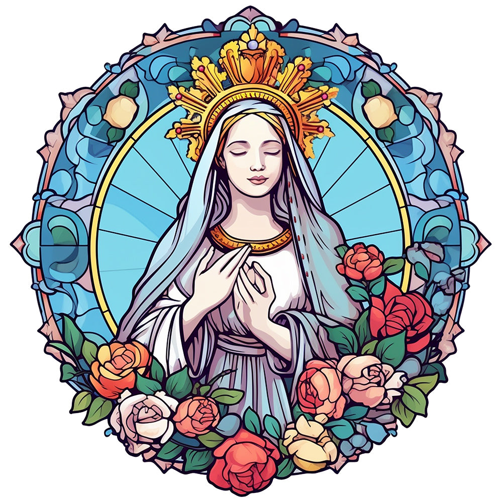 Diamond Painting - Full Round - Jesus and the Virgin glass painting (30*30CM)