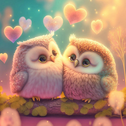Diamond Painting - Full Round - love owl (30*30CM)