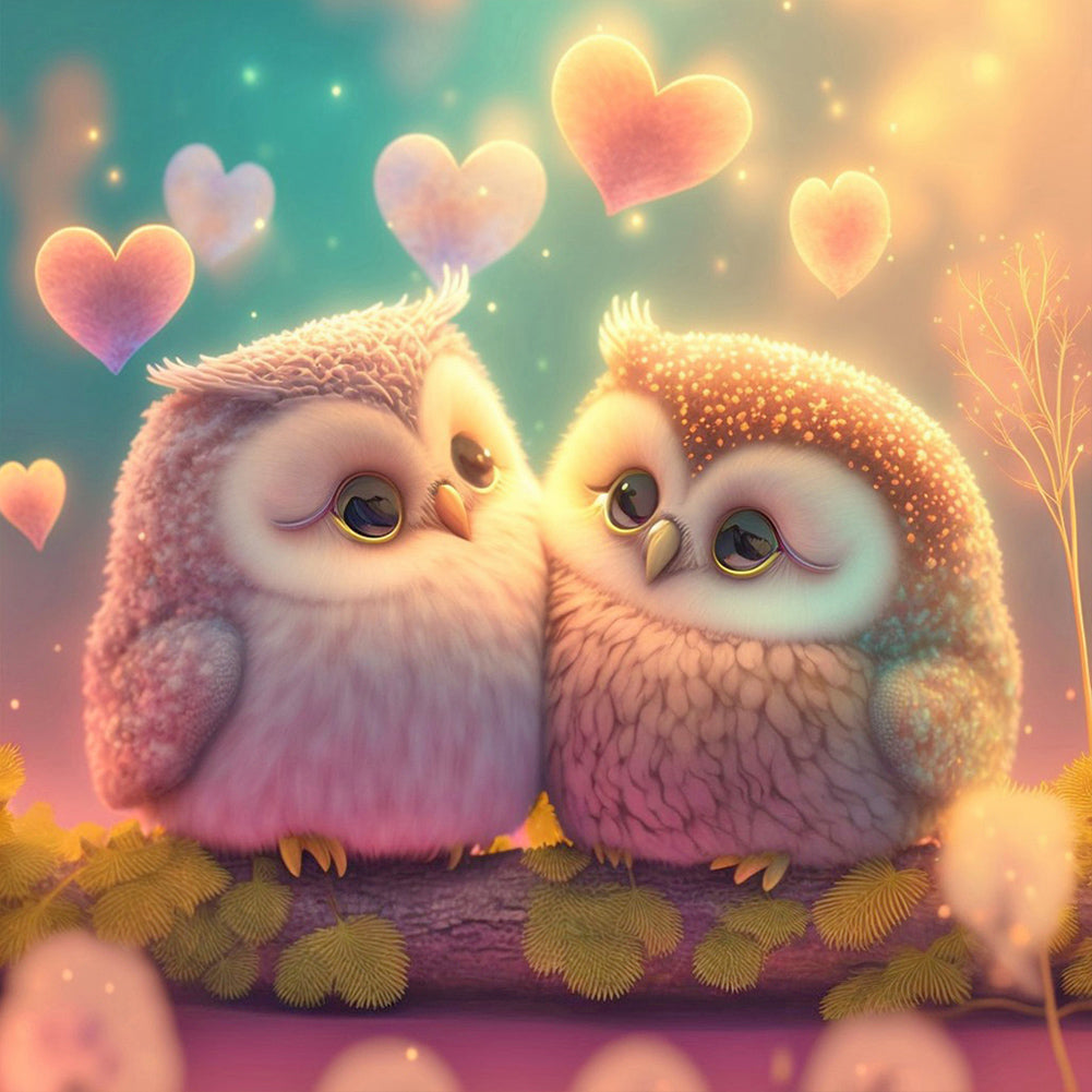 Diamond Painting - Full Round - love owl (30*30CM)