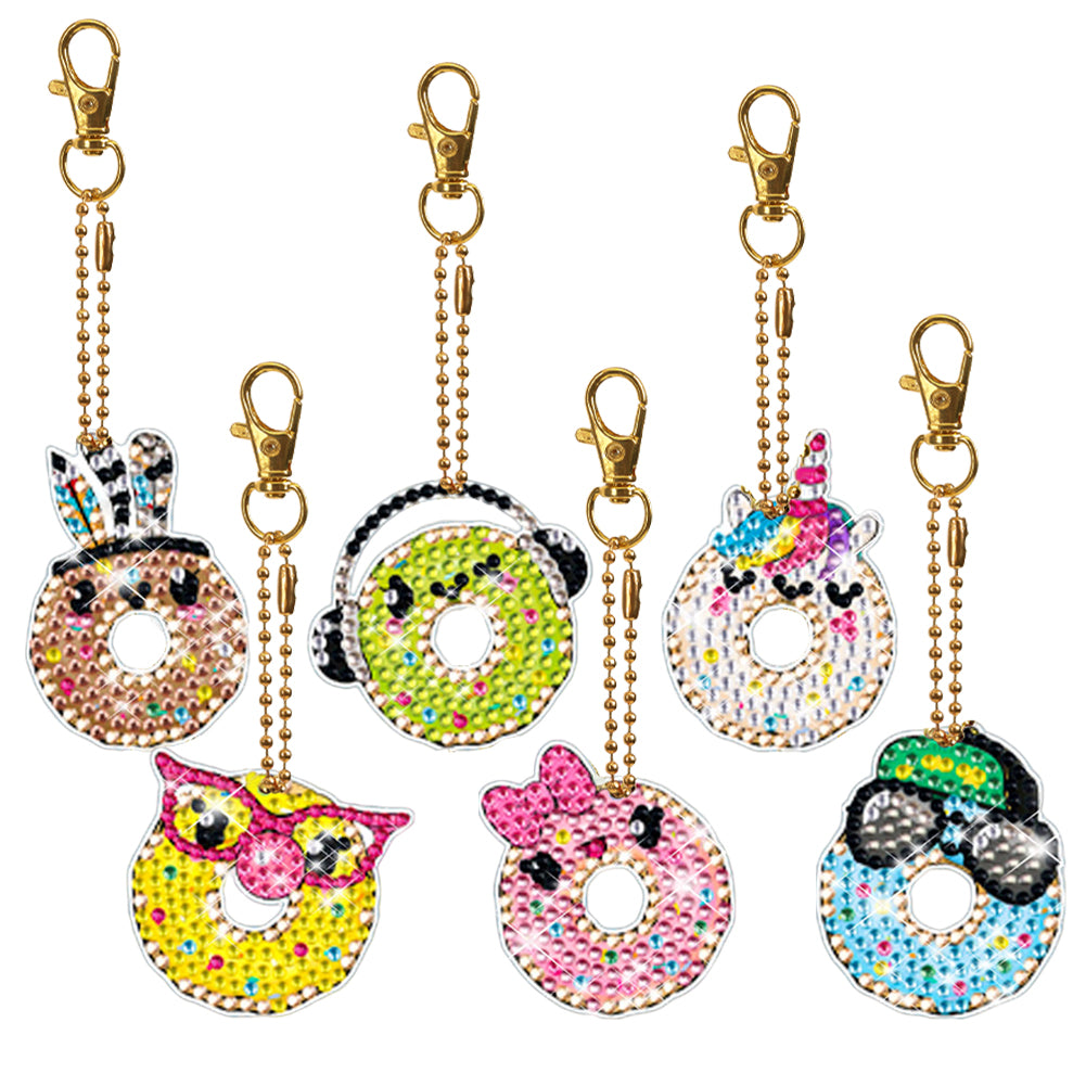 6pcs Diamond Art Key Rings Hanging Ornaments 5D Cartoon DIY Gifts (YS172)