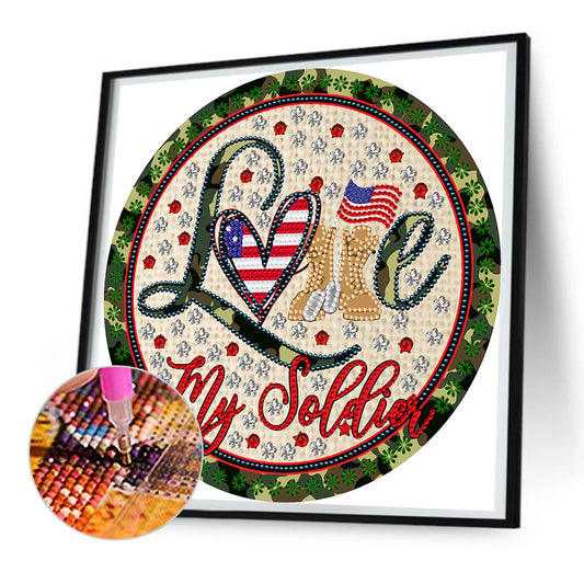 Diamond Painting - Partial Special Shaped - medal independence day (30*30CM)