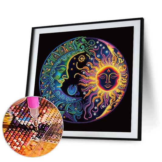 Diamond Painting - Partial Special Shaped - Sun Moon Mandala (30*30CM)