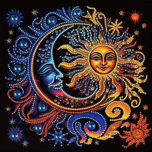 Diamond Painting - Partial Special Shaped - Sun Moon Mandala (30*30CM)