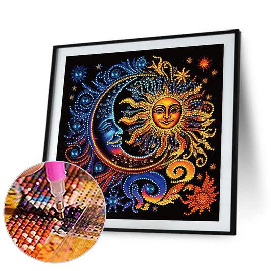 Diamond Painting - Partial Special Shaped - Sun Moon Mandala (30*30CM)