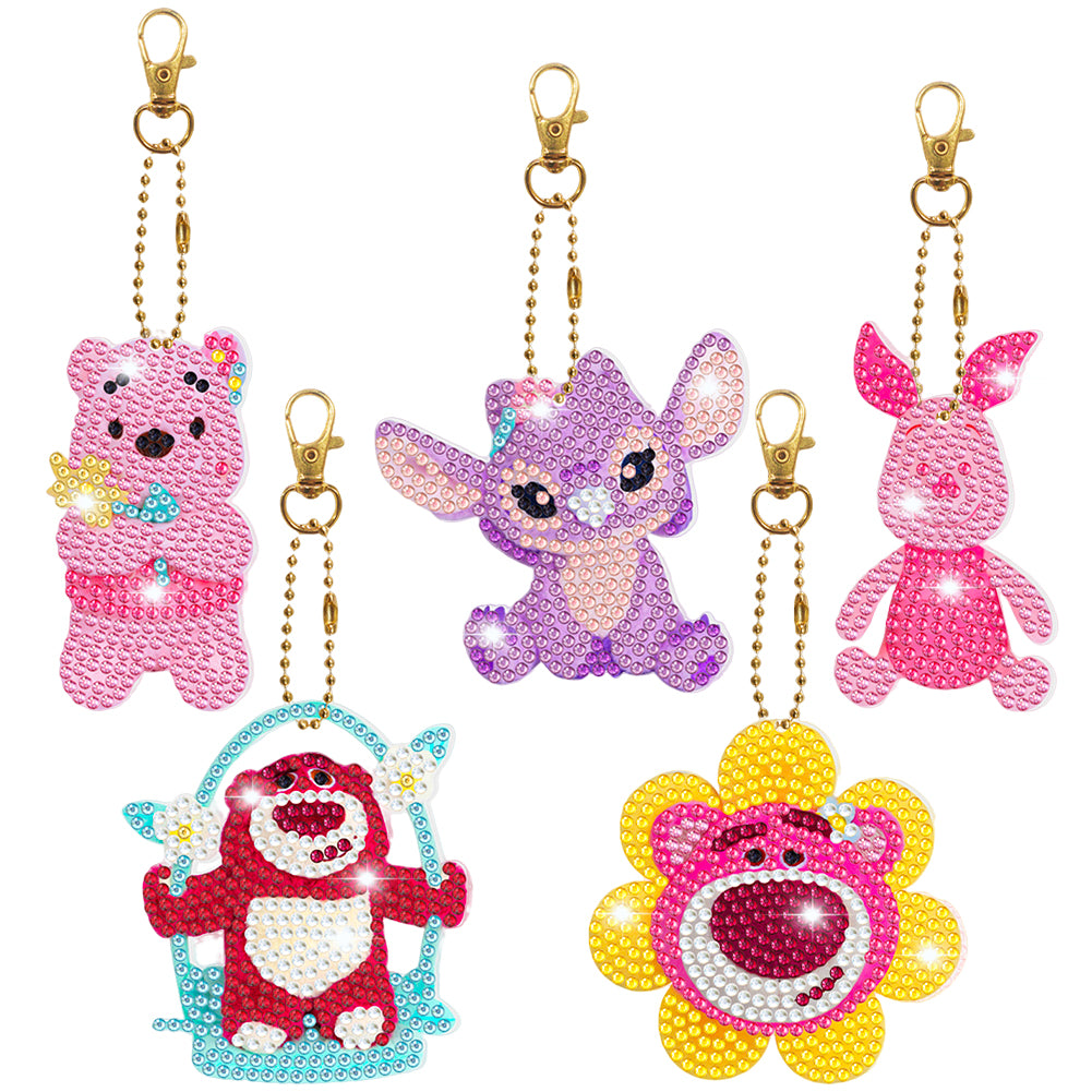 5D Diamond Art Key Rings Art Craft DIY Double Sided Cartoon Gifts (DSNYSK01)