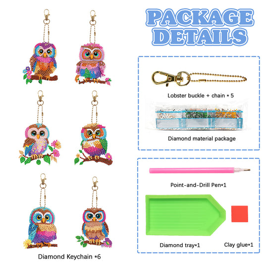 5D Diamond Art Key Rings Art Craft DIY Double Sided Cartoon Gifts (YSK145)