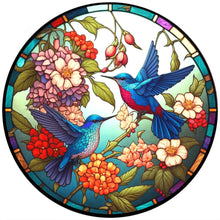 Load image into Gallery viewer, Diamond Painting - Full Round - round plate glass flowers and birds (30*30CM)
