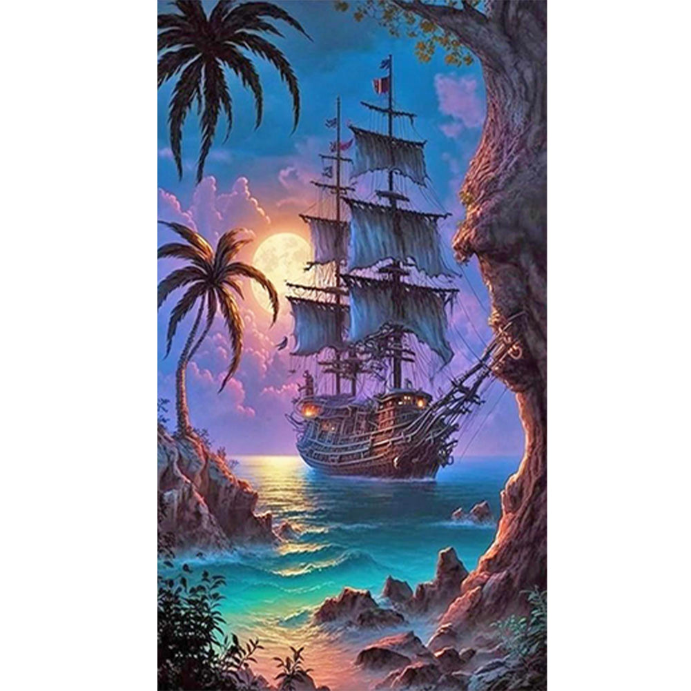 Diamond Painting - Full Round - moon sailing boat (40*70CM)