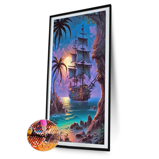 Diamond Painting - Full Round - moon sailing boat (40*70CM)