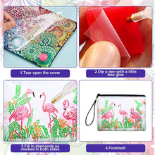 Load image into Gallery viewer, DIY Diamond Art Cosmetic Bag Flowers Single Sided PU Women Clutch (BD-14)
