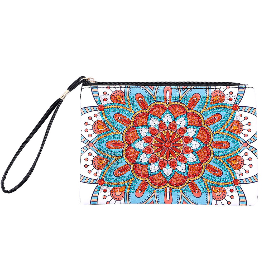 DIY Diamond Art Cosmetic Bag Flowers Single Sided PU Women Clutch (BD-17)