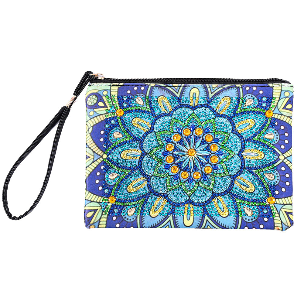 DIY Diamond Art Cosmetic Bag Flowers Single Sided PU Women Clutch (BD-18)