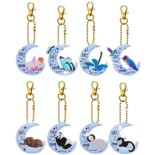 8pcs Diamond Art Keychain Special-shaped Drill 5D DIY Bag Pandant (YS201)