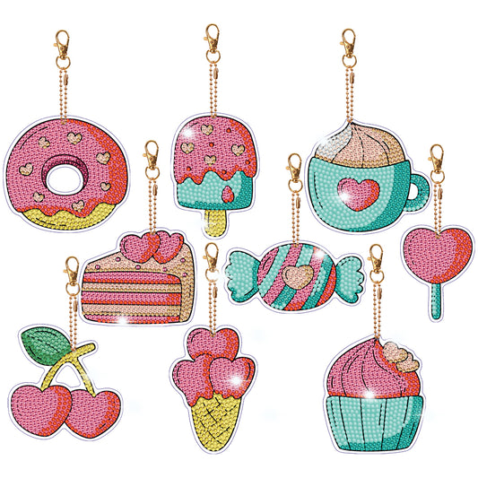 9pcs Diamond Art Keychain Special-shaped Drill 5D DIY Bag Pandant (pt17)