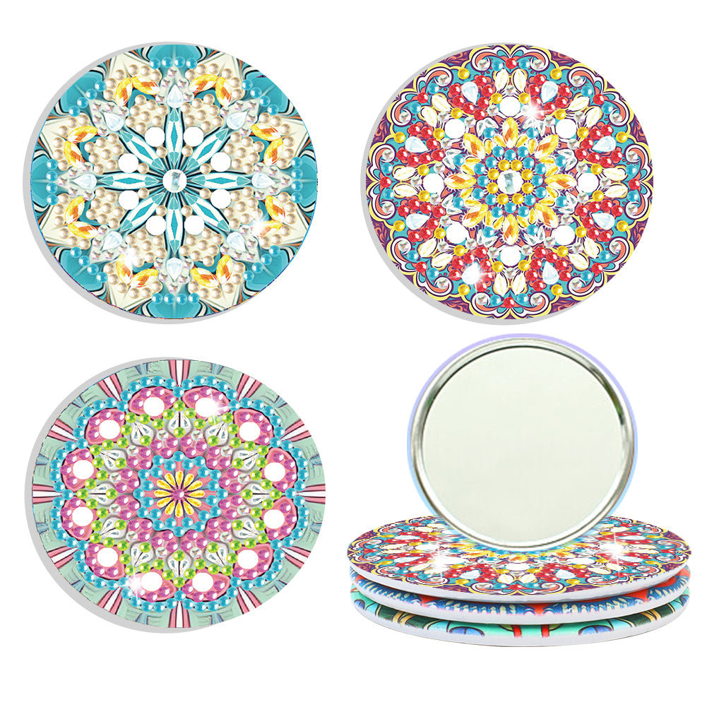 3pcs Diamond Painting Makeup Mirror Portable DIY Datura for Girl (XJ003)