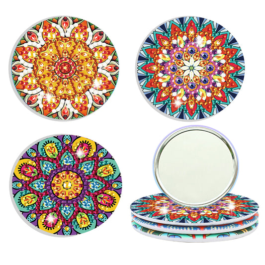 3pcs Diamond Painting Makeup Mirror Portable DIY Datura for Girl (XJ007)